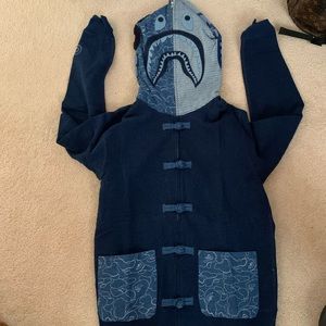 SOLD - Bape Indigo Shark Hoodie Zip Up Size Medium